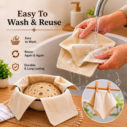 (Pack Of 3) Cotton Double Layer Wrap With Flaps For Roti, Chapati & Paratha