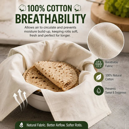(Pack Of 3) Cotton Double Layer Wrap With Flaps For Roti, Chapati & Paratha